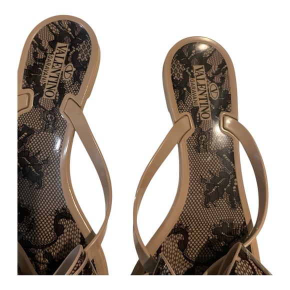 Valentino Garavani Women’s Lace Print Rubber Slides With Bow Slip On Size 39/9 - Picture 4 of 16